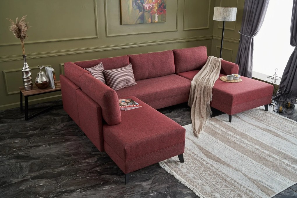 Sofá-Cama de Canto Belen – Vermelho Claret – 300x78x202 cm