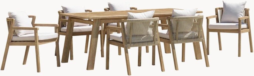 Conjunto de jantar para jardim em madeira de acácia Celestin, conjunto de 7