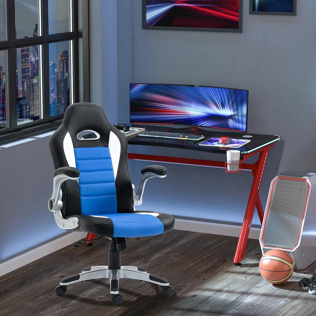 HomCom Cadeira giratória de escritório executivo preto azul e branco