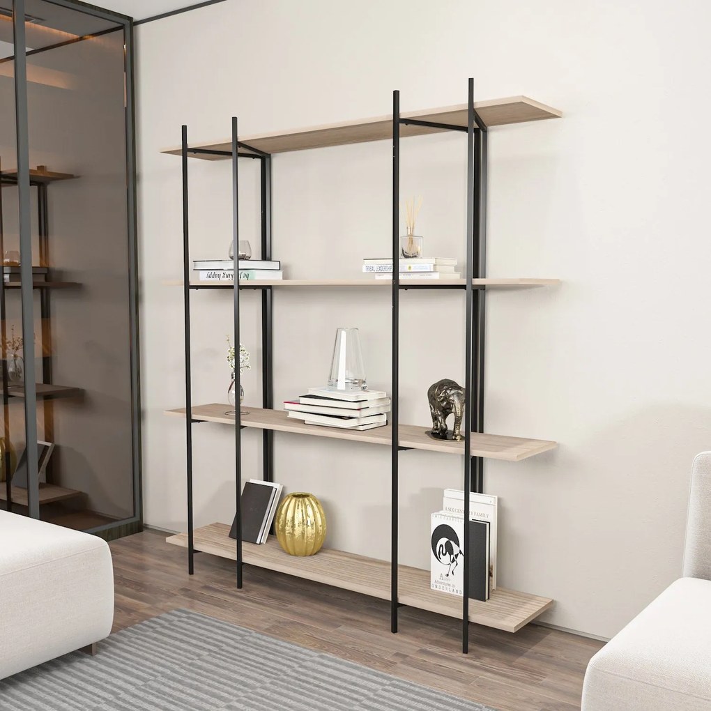 Estante Moss – Carvalho e Preto – 160x180x29,6 cm
