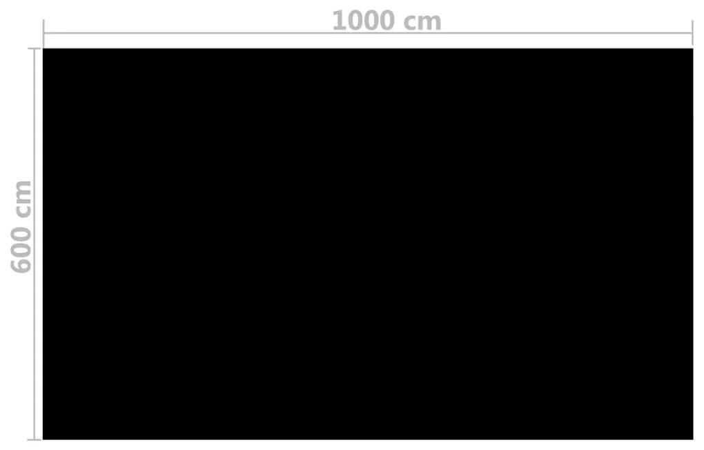 Cobertura retangular para piscina 1000x600 cm PE preto
