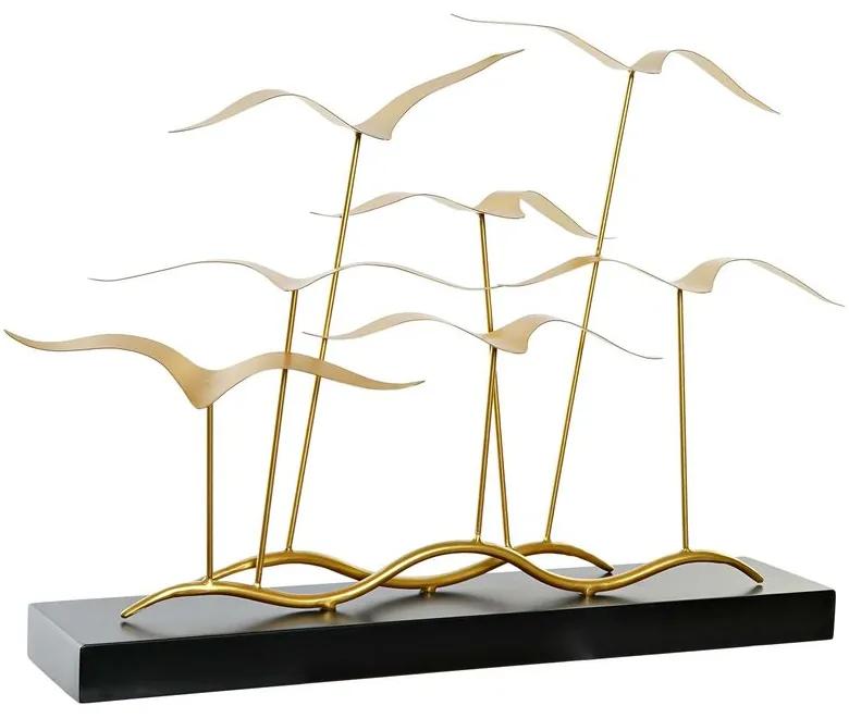 Figura Decorativa DKD Home Decor Preto Dourado Metal Madeira (60 x 12,5 x 46 cm)
