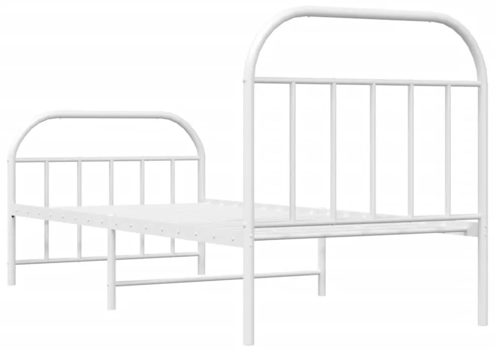 Estrutura de cama com cabeceira e pés 90x200 cm metal branco