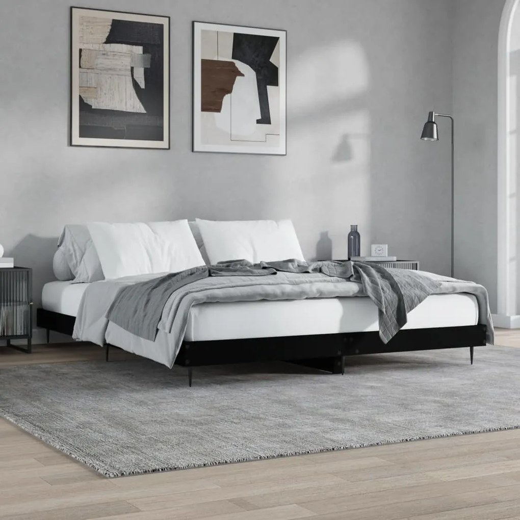 Estrutura de cama sem colchão 160x200 cm preto
