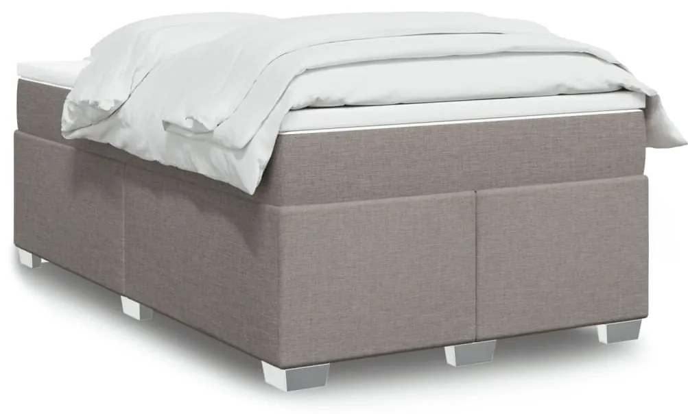 vidaXL Cama com molas/colchão 120x200 cm tecido castanho-acinzentado