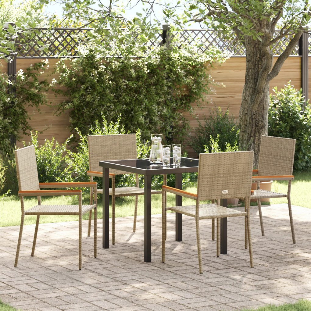 vidaXL Conjunto de Jantar para Jardim 5 Peças Bege Ratan