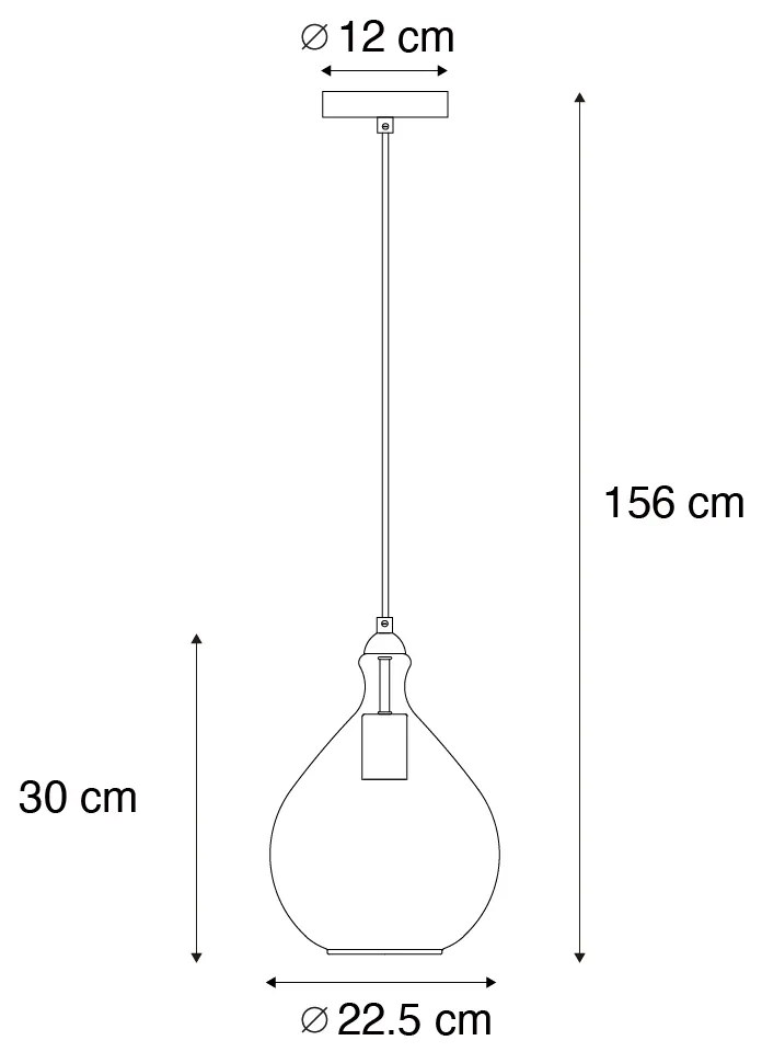 Candeeiro suspenso moderno dourado com vidro âmbar - Traditional Moderno