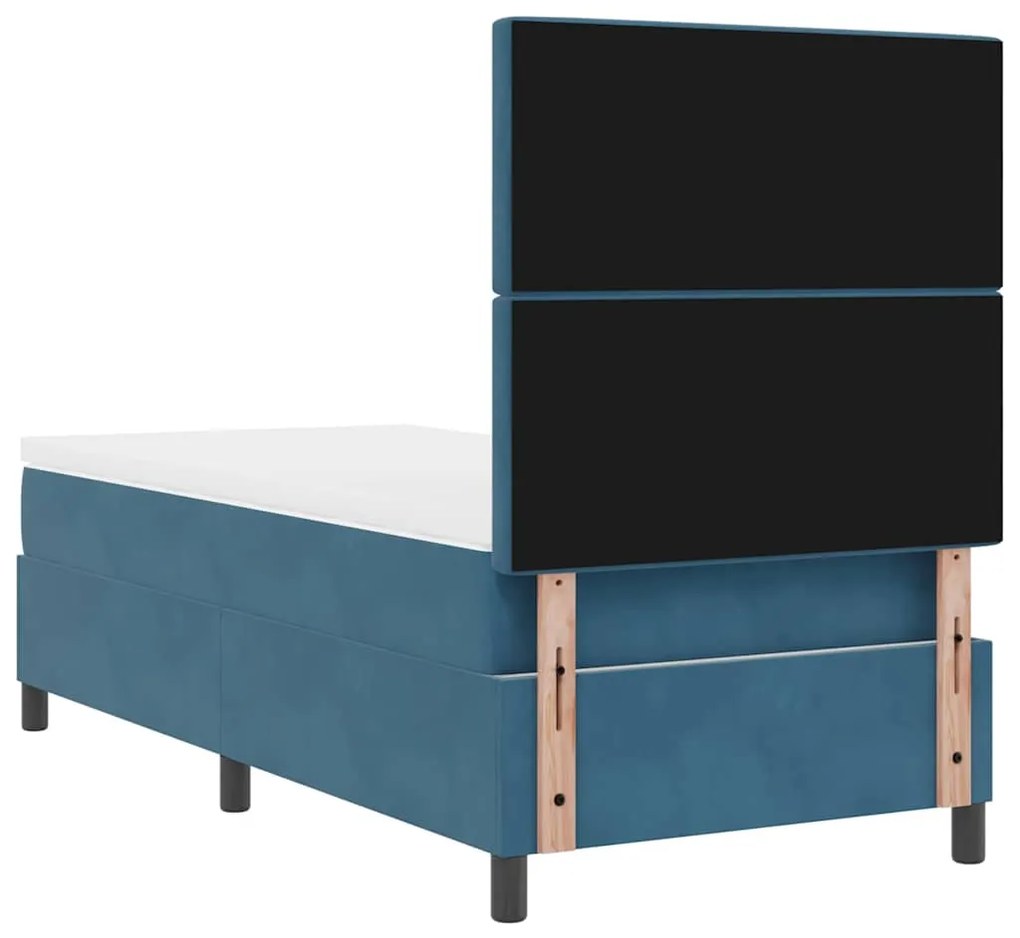 Cama Box com Colchão e LED vidaXL Azul Escuro 90x200 cm Veludo