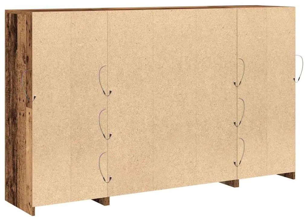 Aparador vidaXL com Luzes LED Madeira Antiga 163x37x100 cm Madeira Eng