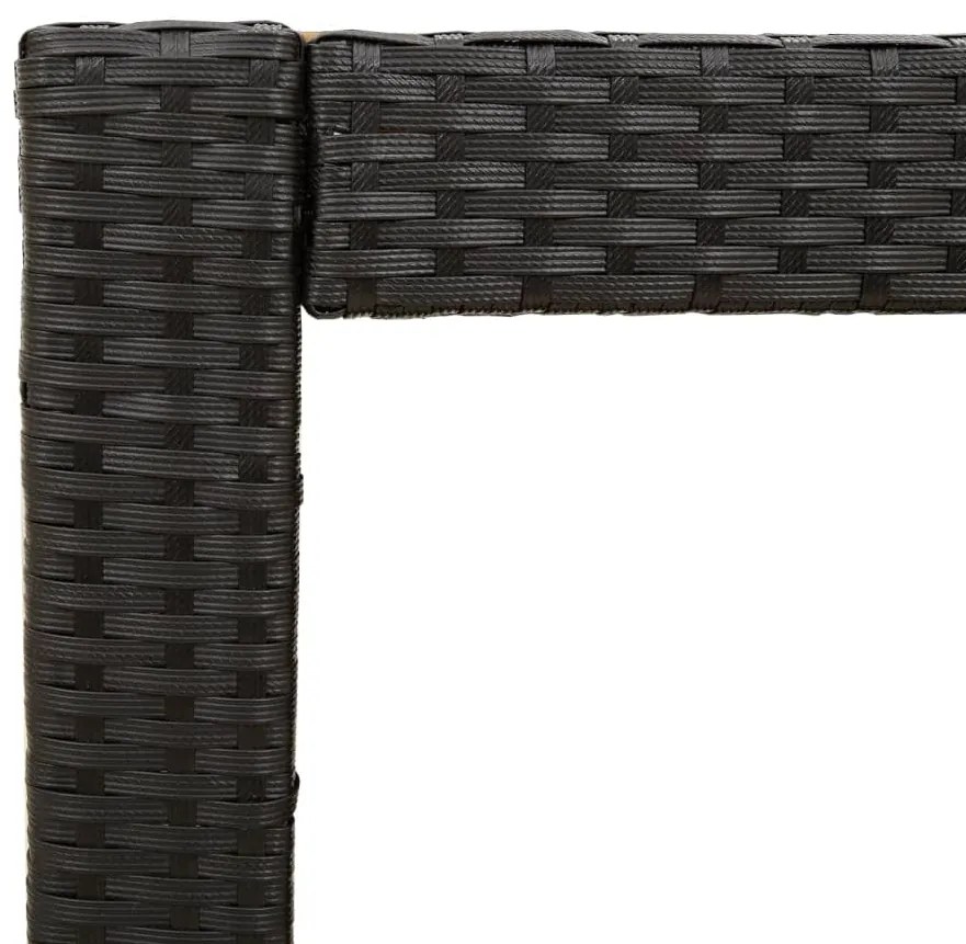 Mesa apoio jardim c/ tampo madeira 60x40x75 cm vime PE preto