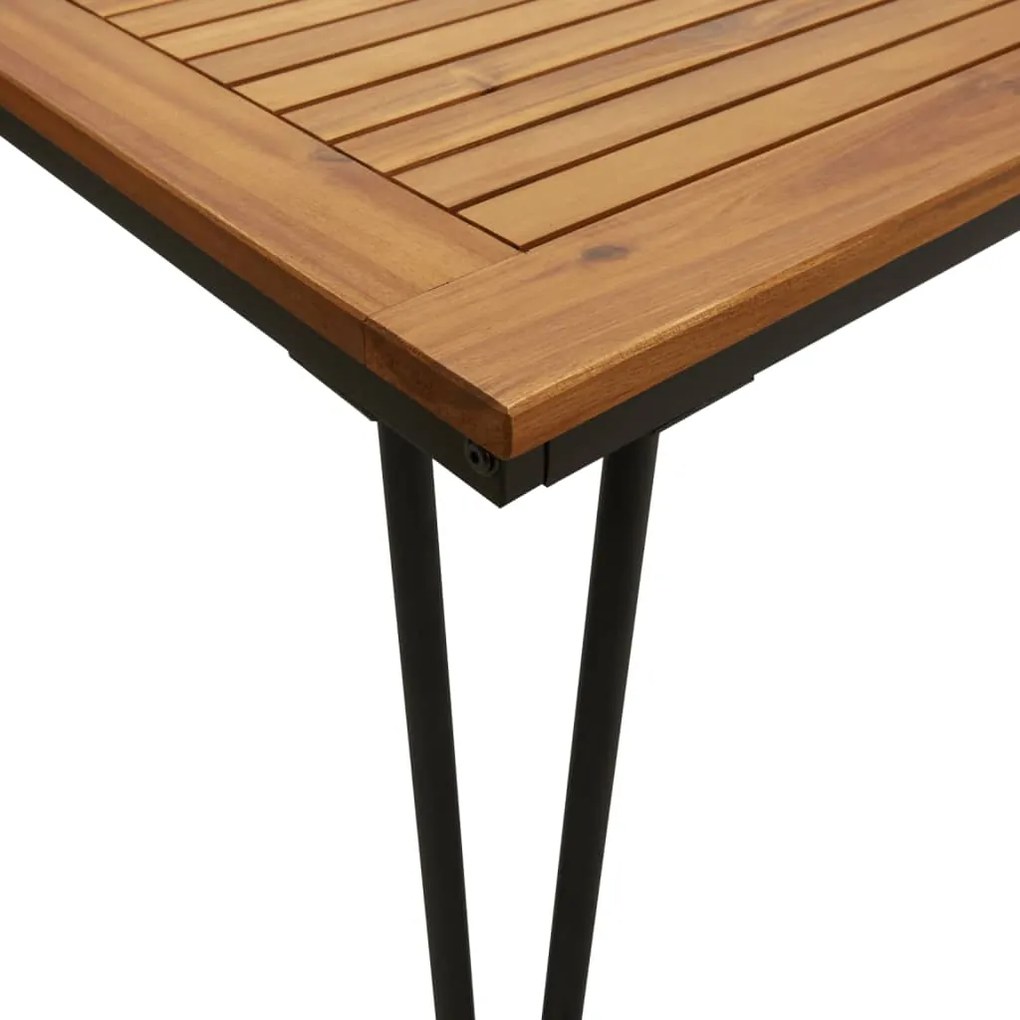 Conj. jantar p/ jardim 7 pcs madeira de acácia maciça e metal