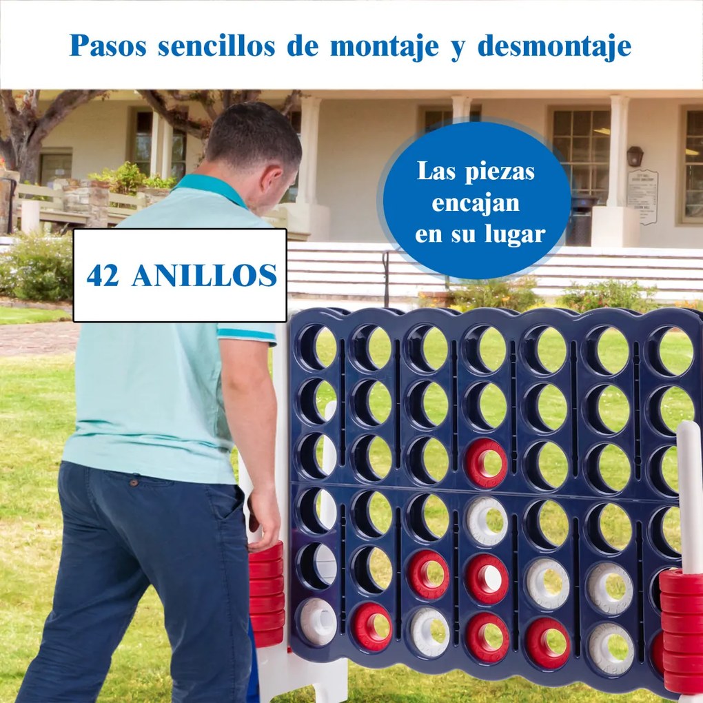 Jogo 4 em Linha Gigante para Crianças e Adultos, 120 x 42 x 104 cm, Leve e Portátil, Azul