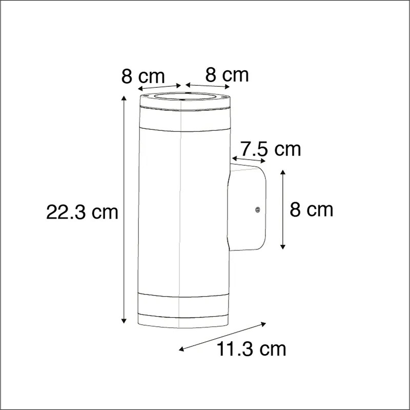 Candeeiro de parede exterior moderno quadrado 2 cinza escuro claro - Fox Moderno