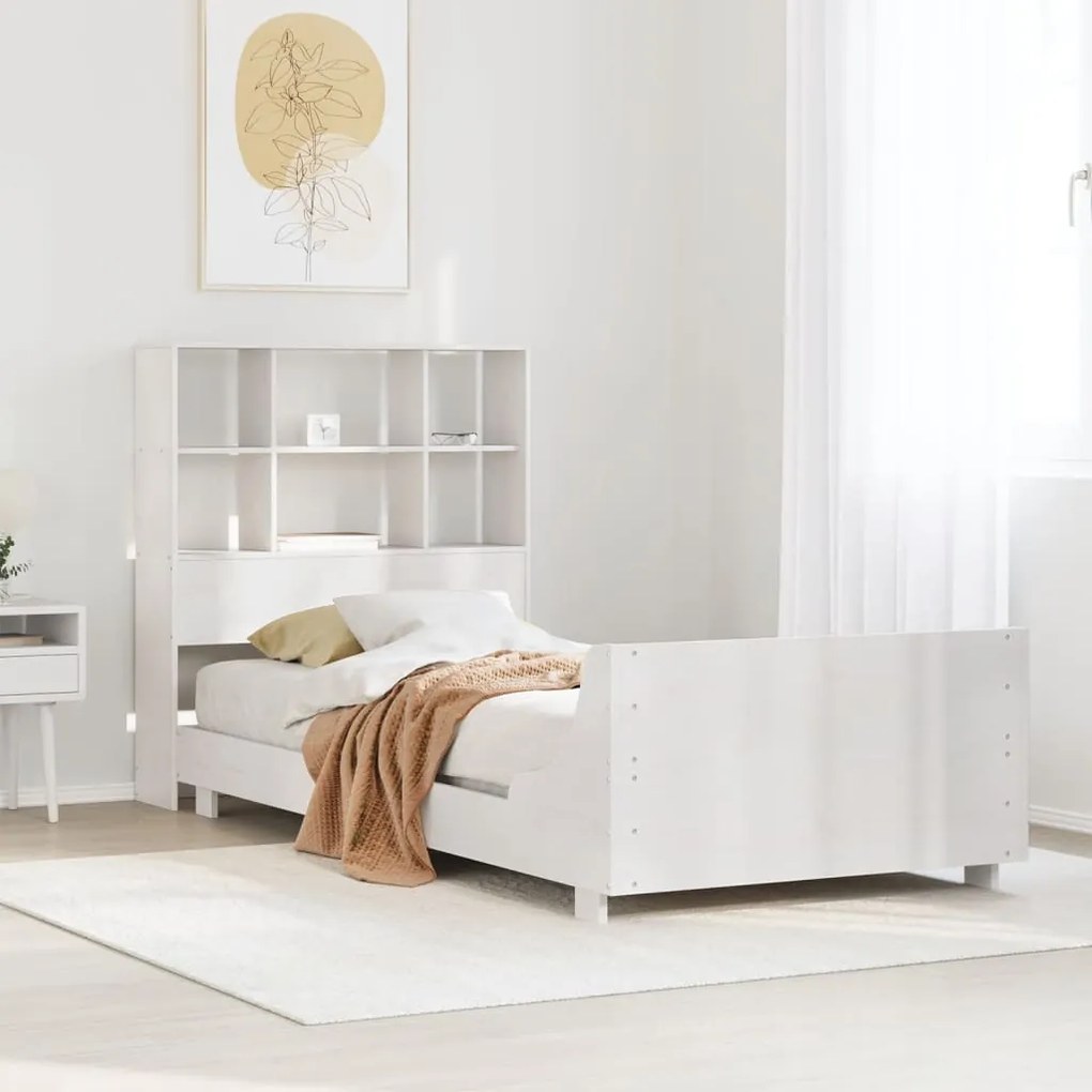 Cama sem colchão 90x200 cm madeira de pinho maciça branco
