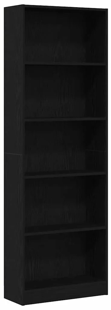 Estante de Carvalho Preto - 60 x 24 x 176 cm, Feita de Madeira de Enge