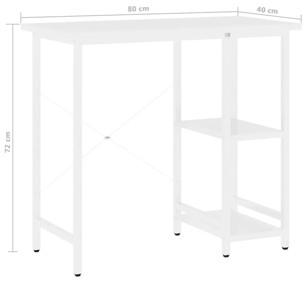 Secretária de computador 80x40x72 cm MDF e metal branco