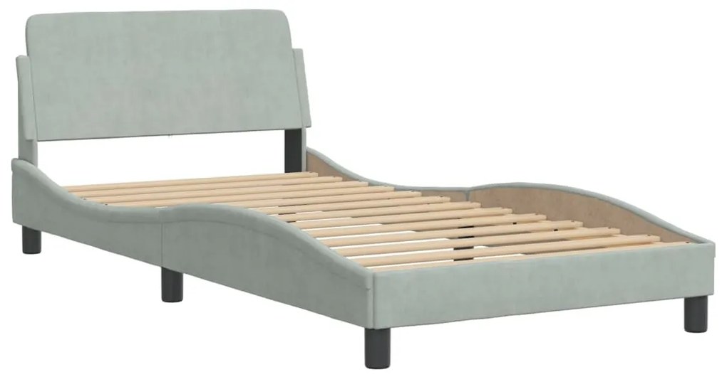 Estrutura de cama sem colchão 100x200 cm veludo cinzento-claro