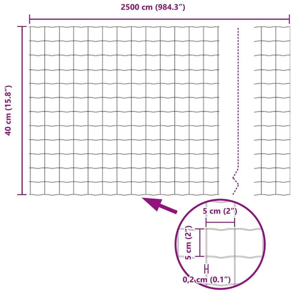 Cerca Euro Cinza 0.4x25 m Aço