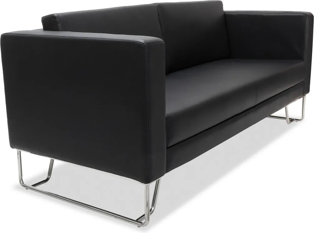 Sofá de Receção Antuérpia Riva Preto 3 Lugares em Pele Sintética 1800x800x800 mm - Última Unidade