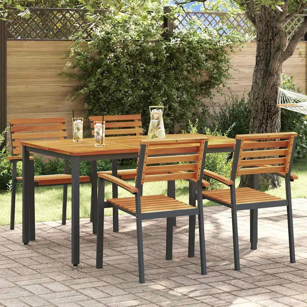 vidaXL Conjunto de Jantar para Jardim 5 pcs Preto