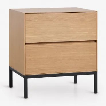 Mesinha De Cabeceira 50x40 Cm Em Mdf E Folha De Carvalho Bromley Castanho Roble - Sklum