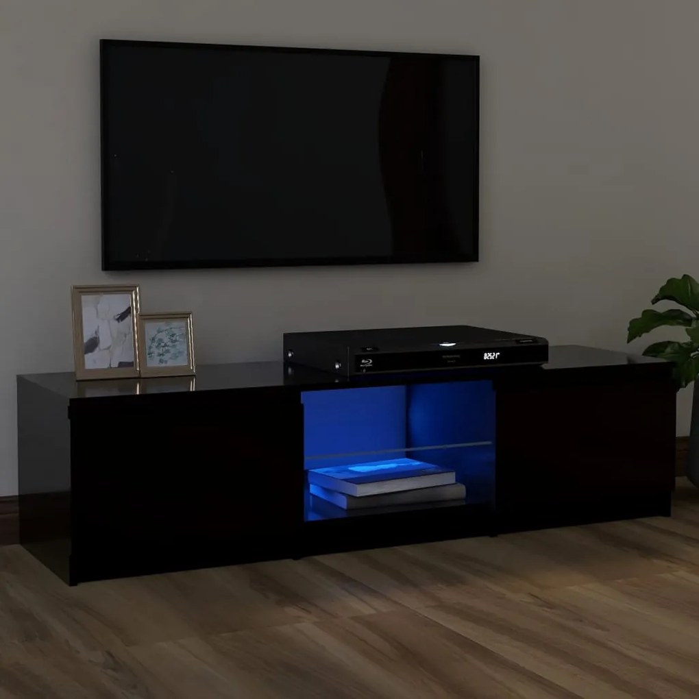 vidaXL Móvel de TV com luzes LED 120x30x36 cm preto