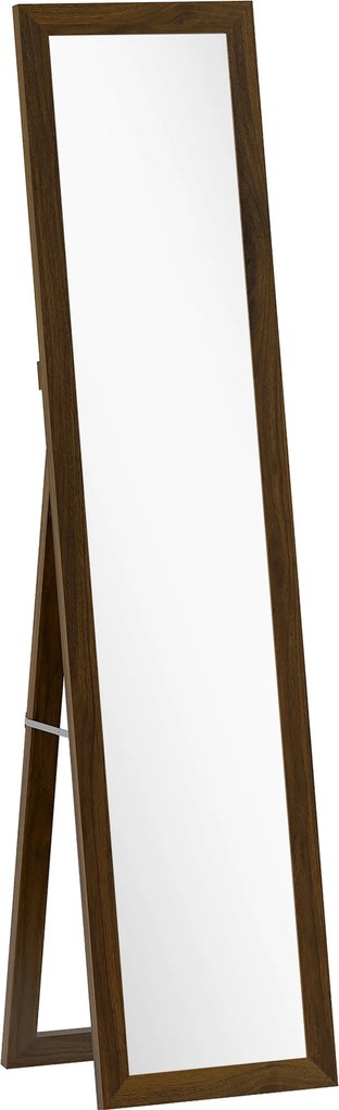 HOMCOM Espelho de Pé 37x155 cm Espelho de Corpo Inteiro Espelho de Parede Retangular com Estrutura de Madeira Cor Nogueira | Aosom Portugal