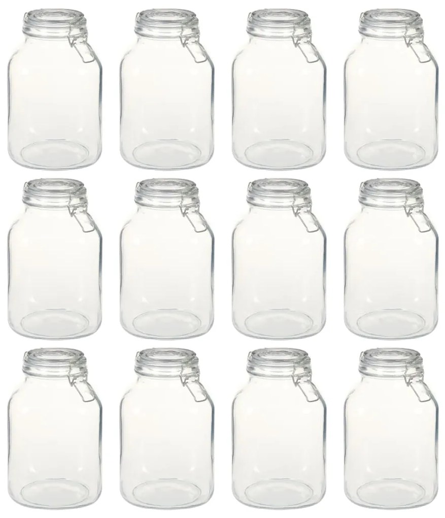 50821 vidaXL Frascos de vidro com fechos 12 pcs 3 L