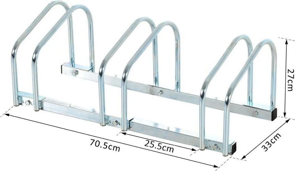 Estacionamento para 3 Bicicletas Suporte de Aço para Estacionar Bicicl