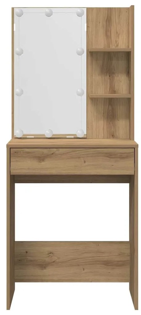 Conjunto penteadeiracom LED deriv. madeira carvalho artisiano