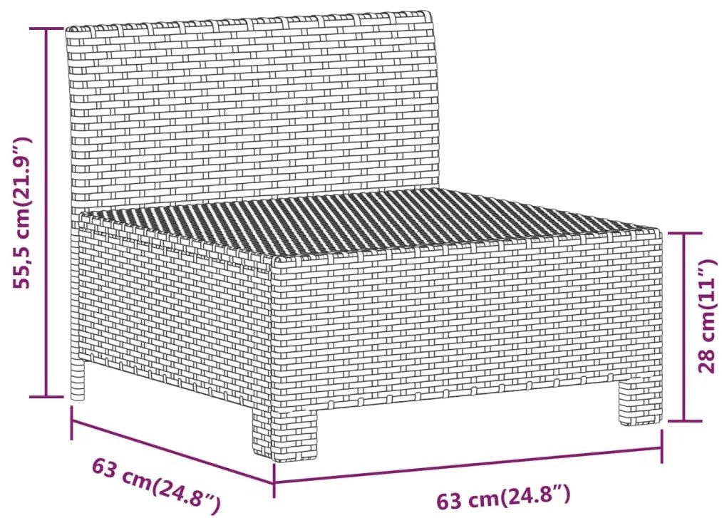 7 pcs conjunto lounge de jardim c/ almofadões vime PE cinzento