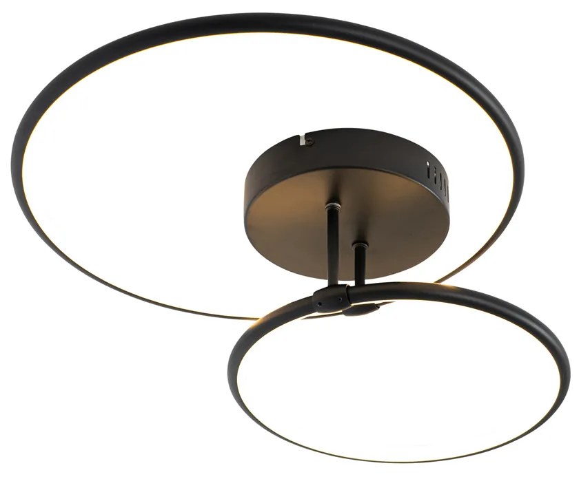 Candeeiro de teto preto com LED regulável em 3 etapas 2 luzes - Joaniqa Moderno