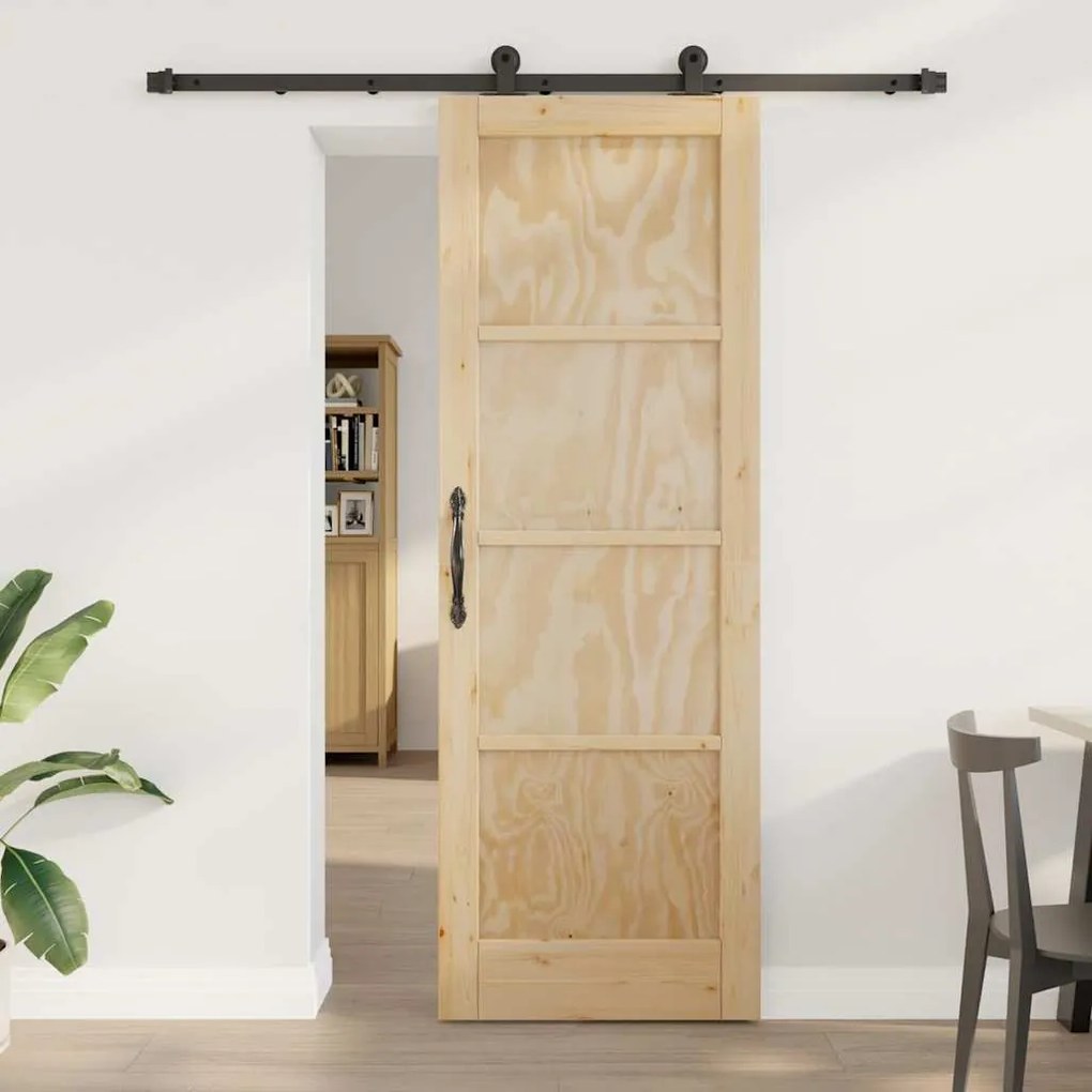 vidaXL Porta Deslizante Natural e Preto 73,5 x 211 cm