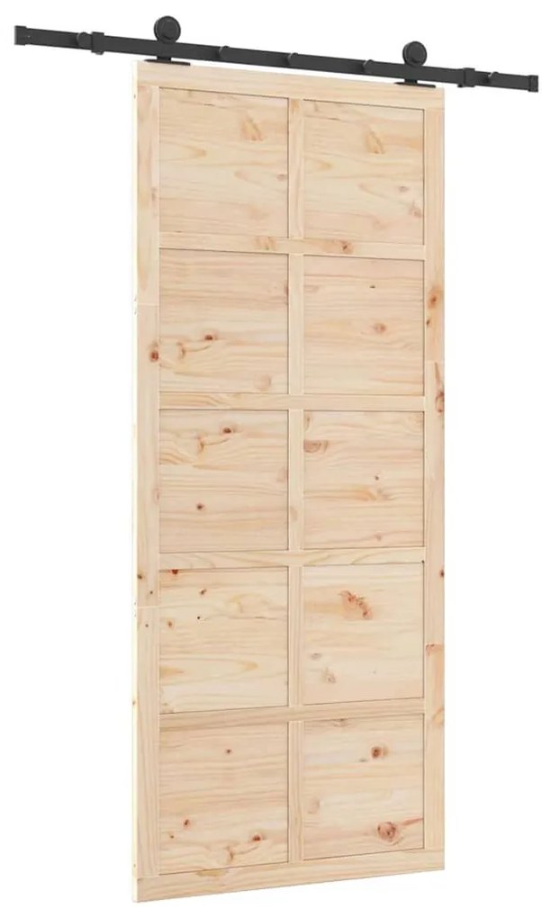 Porta Deslizante Castanho 80 x 208 cm Madeira de pinho maciça