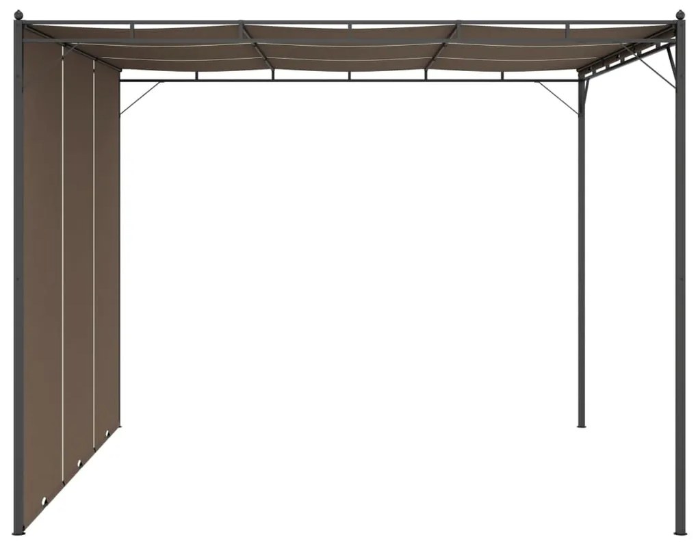 Gazebo jardim c/ cortina lateral 3x3x2,25m cinzento-acastanhado