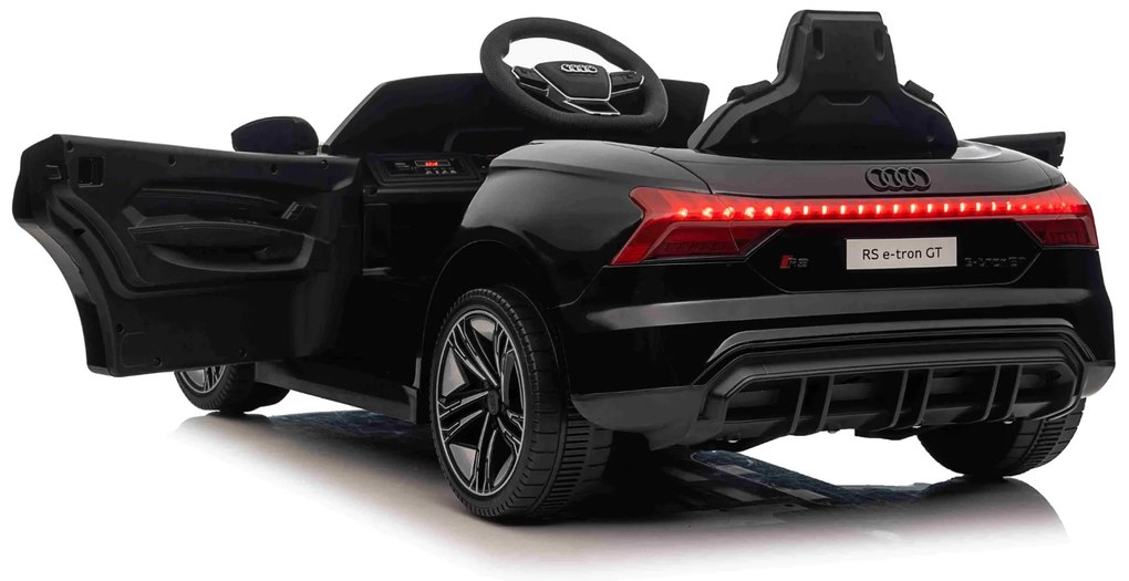 Carro elétrico para crianças Audi RS E-tron GT 12V, controlo remoto, USB / AUX, Bluetooth, bateria de lítio, luzes LED licença ORIGINAL Preto