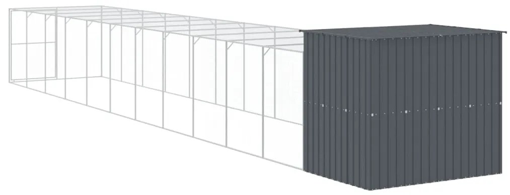 Casota p/ cães c/ parque 214x1273x181cm aço galvaniz. antracite