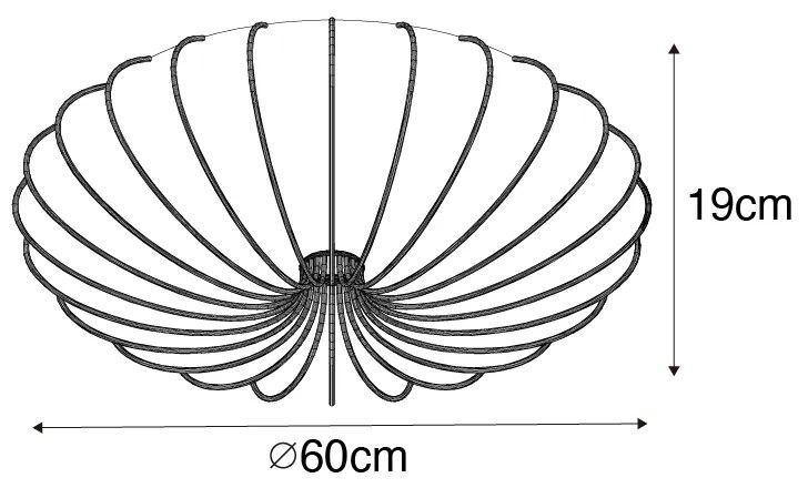 Candeeiro de teto design bege 60 cm 5 luzes - Plu Design