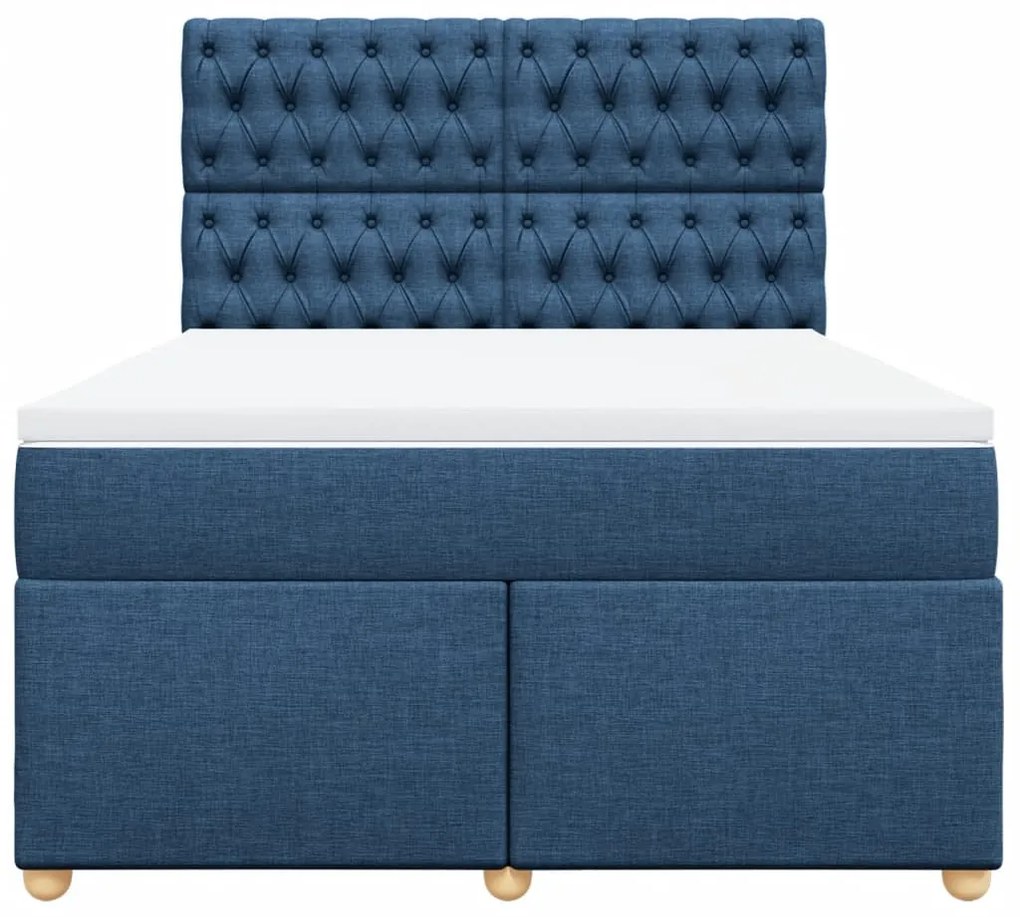 Cama com molas/colchão 160x200 cm tecido azul