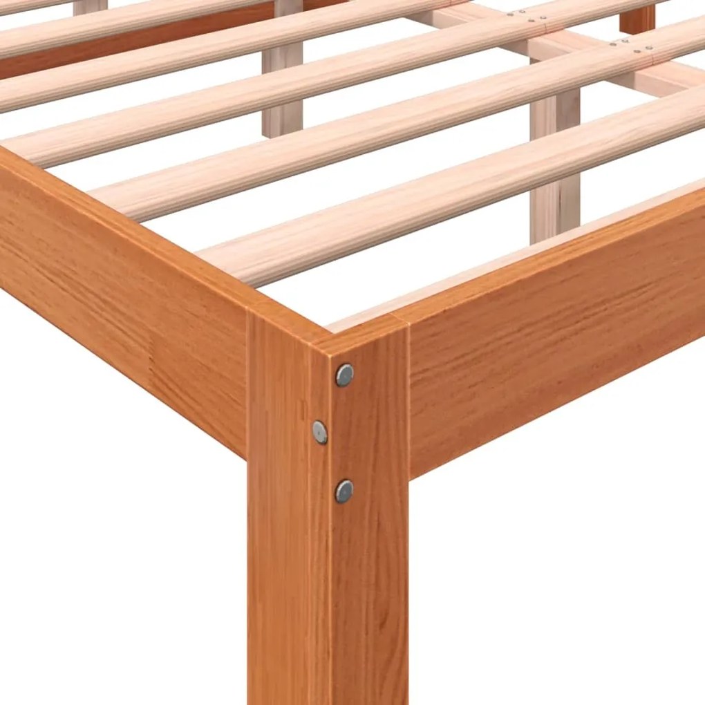 Cama sem colchão 120x200 cm madeira pinho maciça castanho-mel