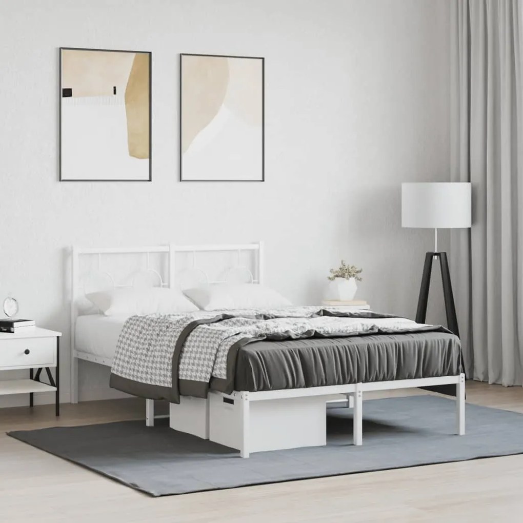 Estrutura de cama com cabeceira 120x200 cm metal branco