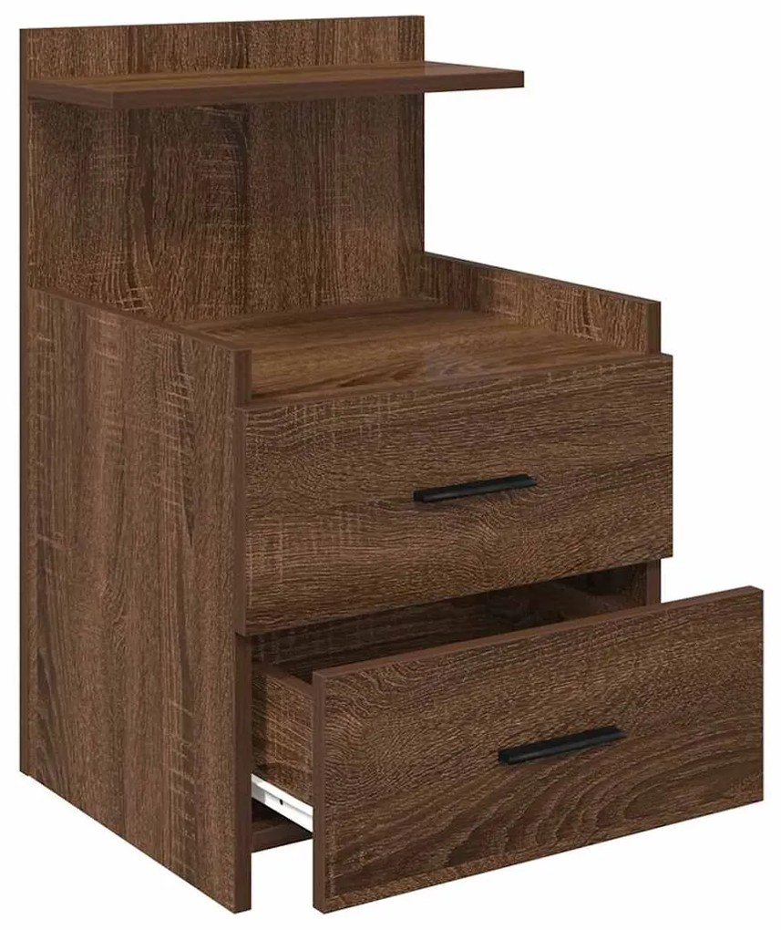 Mesa de cabeceira com 2 gavetas carvalho castanho 40x36,5x62 cm