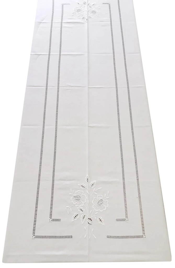 170x270 Toalha de mesa de linho bordada a mão - bordados da lixa Creative Rosemary 2021