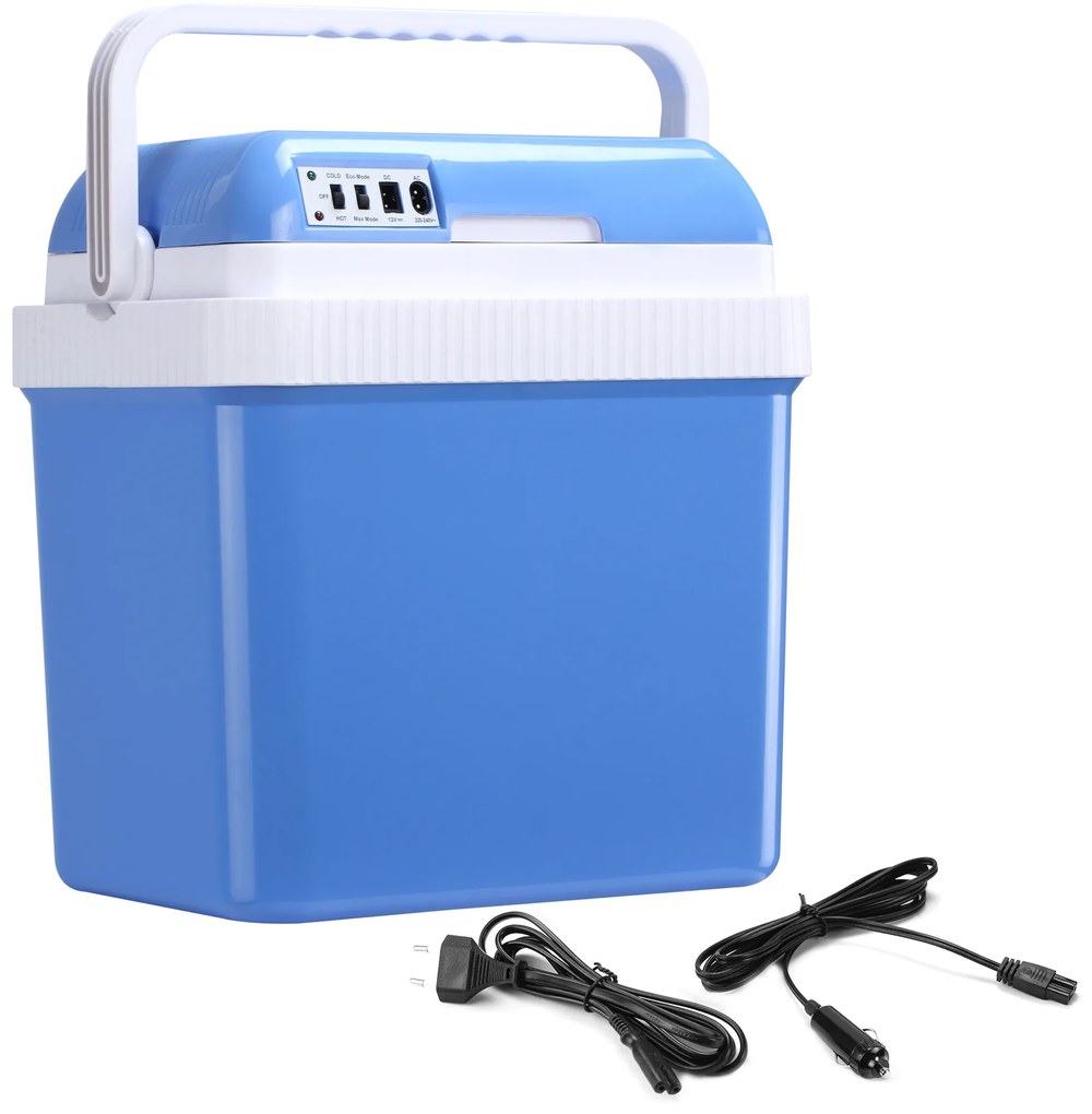 Frigorífico Termoelétrico Portátil 24L Frigorífico Elétrico para Carro com Função de Resfriamento e Aquecimento 220-240V/12V DC para Campismo Piquenique Viagens 40x30x43cm Azul
