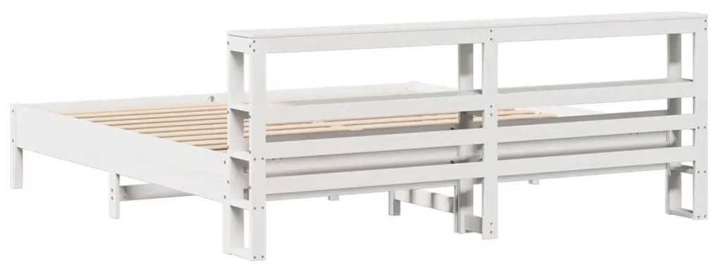 Cama sem colchão 200x200 cm madeira de pinho maciça branco