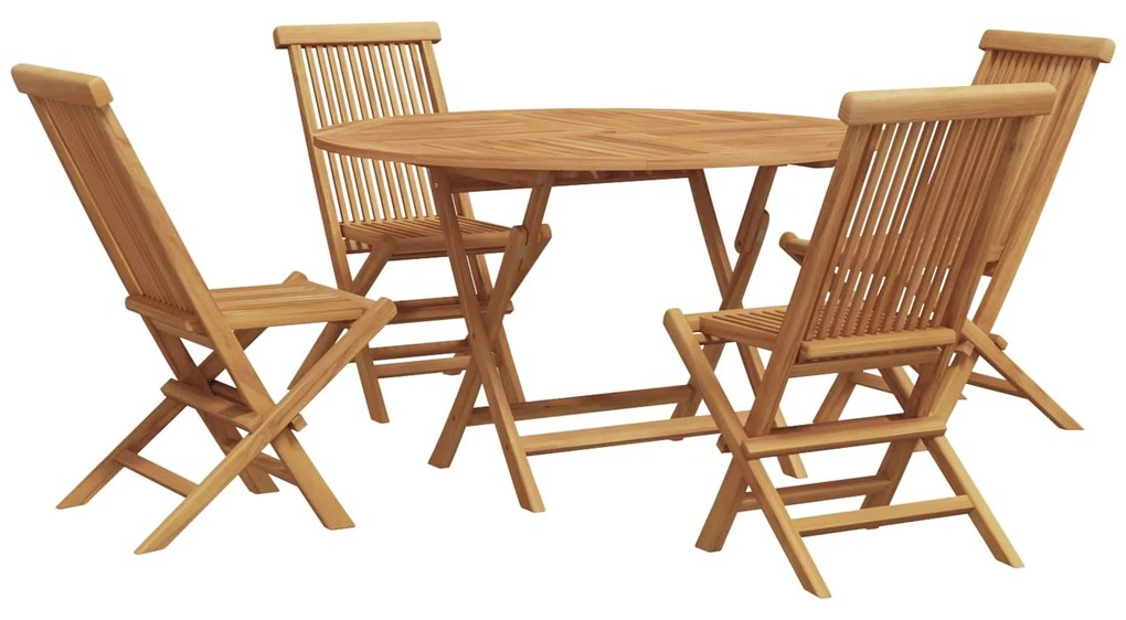 vidaXL Conjunto de Jantar para Jardim 5 pcs Castanho