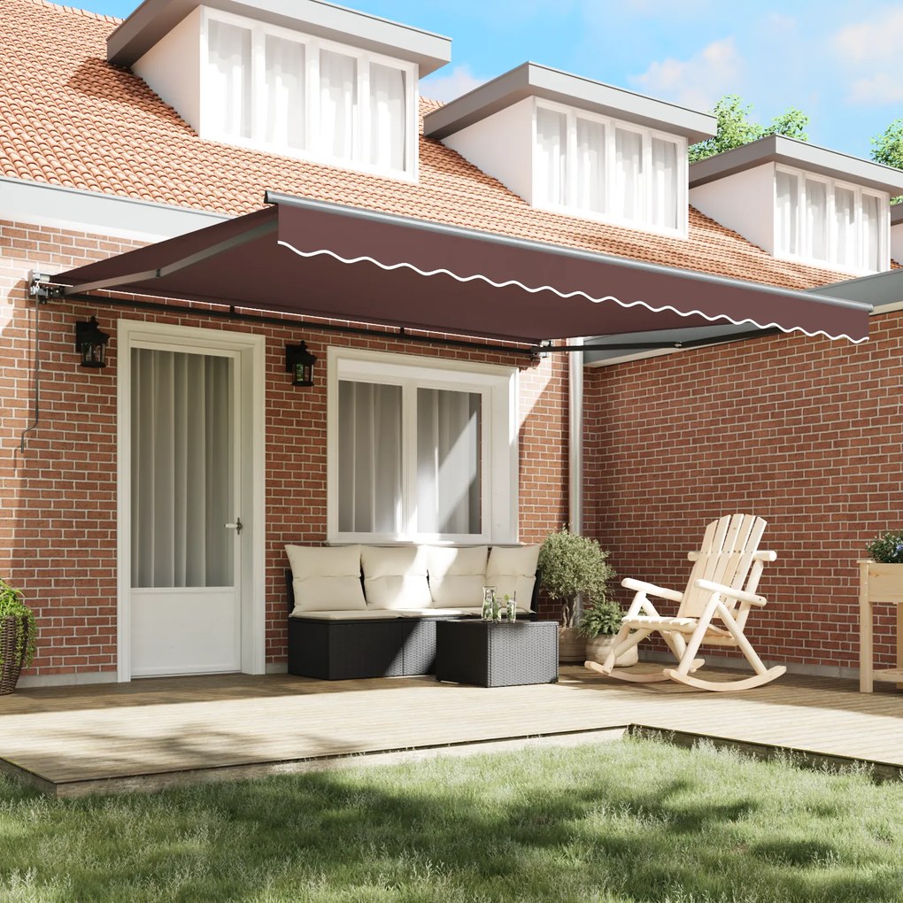 Toldo retrátil manual castanho 400x300 cm