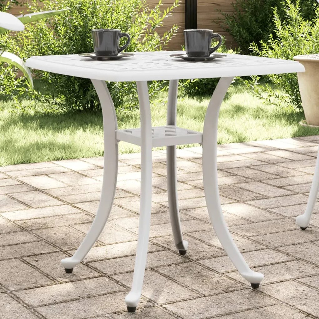 Mesa de jardim 53x53x53 cm alumínio fundido branco