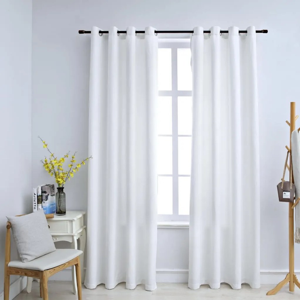 134484 vidaXL Cortinas blackout c/ argolas metal 2 pcs 140x245 cm branco sujo