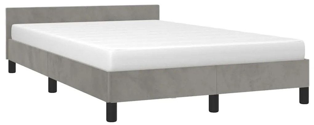 Estrutura de cama sem colchão 120x200 cm veludo cinzento-claro